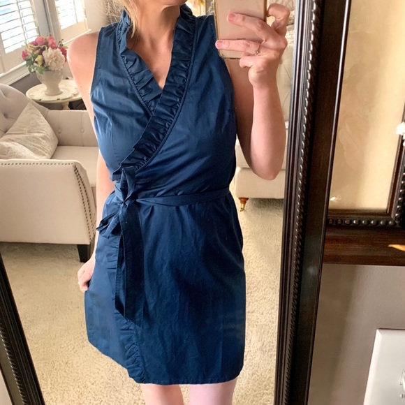 LOFT Dresses & Skirts - LOFT | Navy Ruffle Wrap Dress
